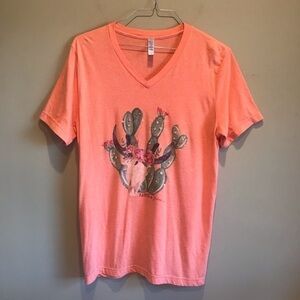 4/$25 Canvas embellished  Cactus Tee Size Large